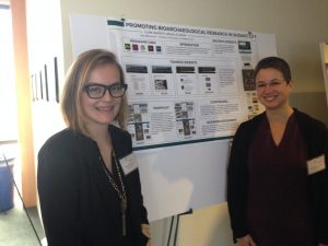Purdue Undergraduate Claire Sigworth with Dr. Michele Buzon presenting their work on Tombos community outreach 
